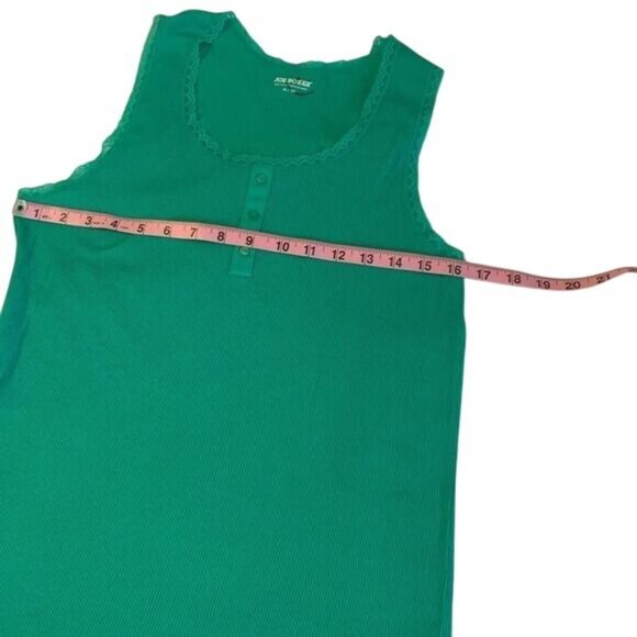 Joe Boxer Womens Green Ribbed Tank Top Lace Trim Sleeveless XL 100% Cotton Casua - Picture 6 of 6